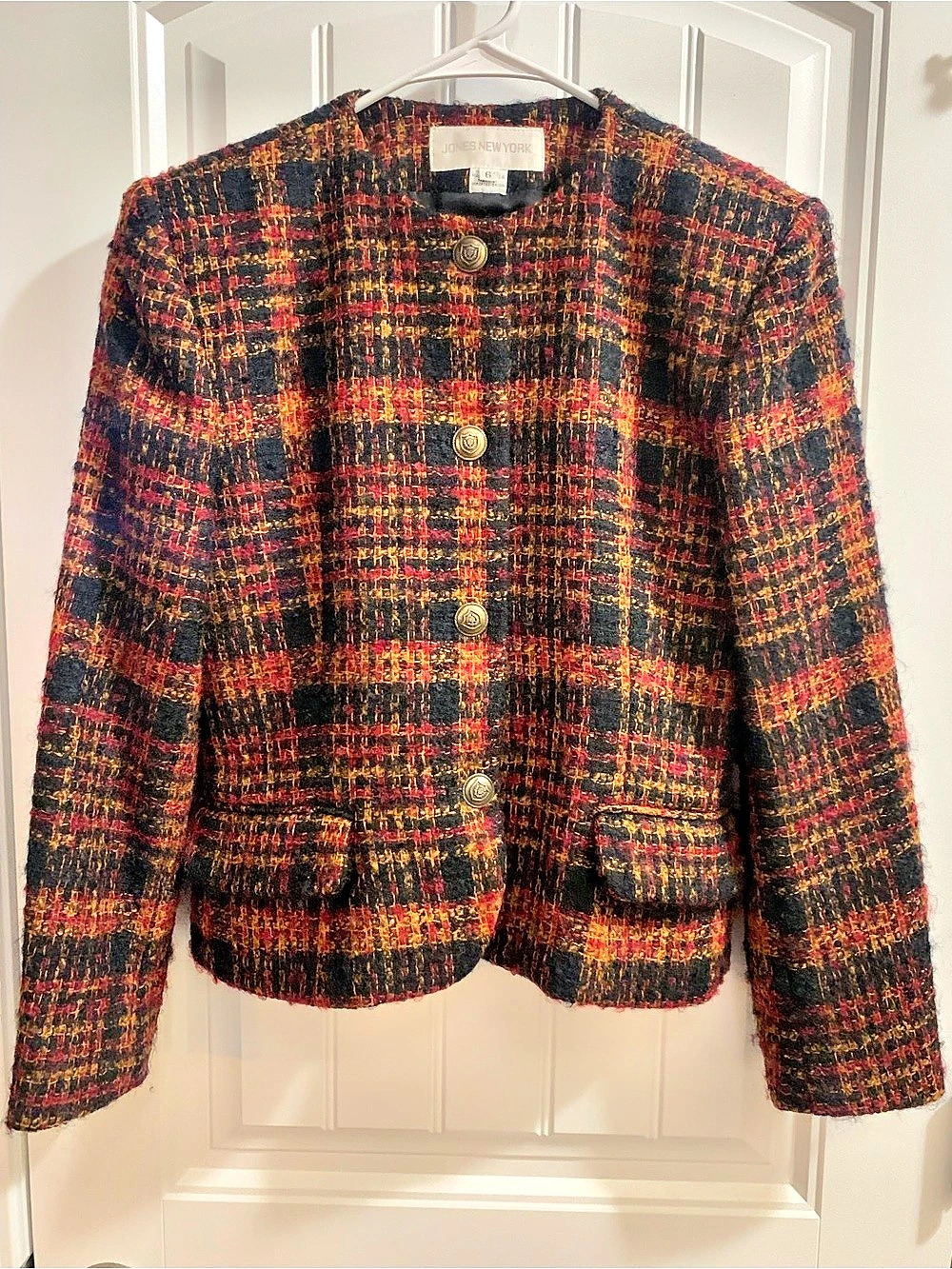 JONES NEW YORK Plaid Blazer in Black & Red Size 6 Like New